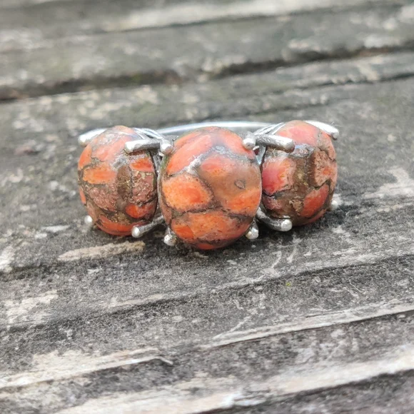 Sterling Orange Mojave Turquoise Ring - Picture 5 of 7